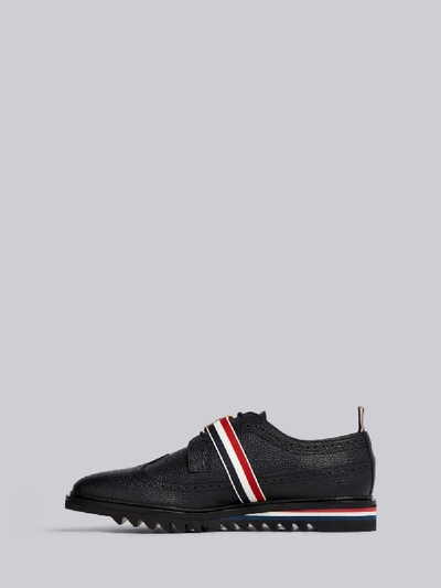 Shop Thom Browne Rwb Webbing Longwing Brogue In Black