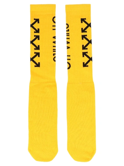 Shop Off-white Arrows Socks In Giallo