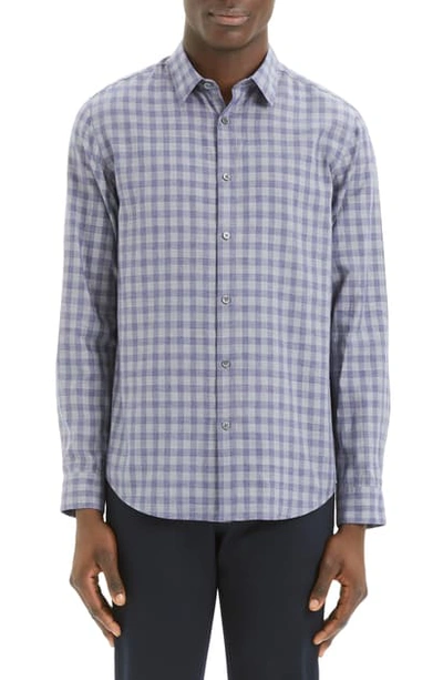 Shop Theory Irving Slim Fit Check Button-up Sport Shirt In Eclipse Check