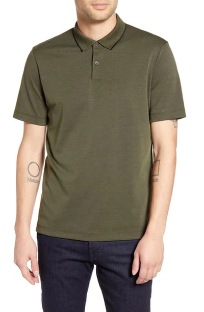 Shop Theory Curren Slim Fit Tipped Pique Polo In Military Green/ Black