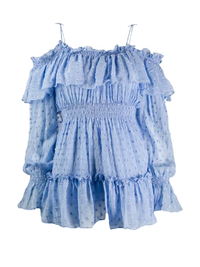 Shop Alice Mccall Polka Dot Ruffled Playsuit In Blue