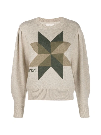 Shop Isabel Marant Étoile Cropped Logo Knit Sweater In Neutrals