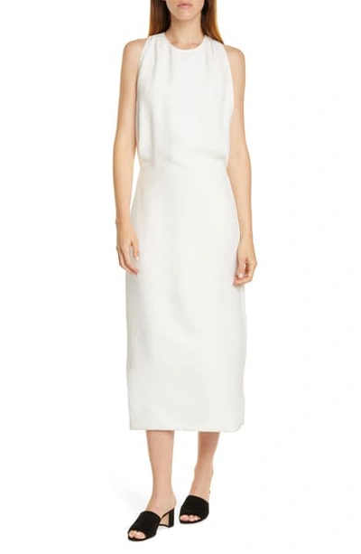 Shop Helmut Lang Back Slit Midi Dress In Salt