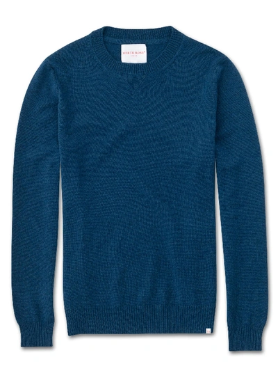 Shop Derek Rose Men's Cashmere Sweater Finley Pure Cashmere Ocean