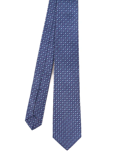 Shop Kiton Micro Patterned Silk Jacquard Tie In Blue