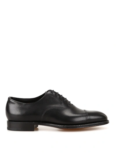 Shop Edward Green Chelsea Calf Leather Oxford Shoes In Black