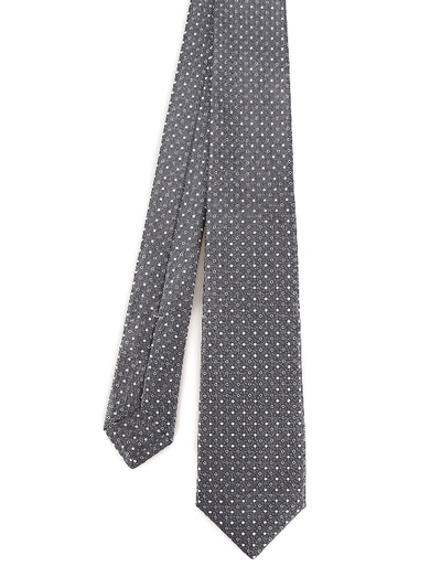 Shop Kiton Polka Dot Grey Silk Tie