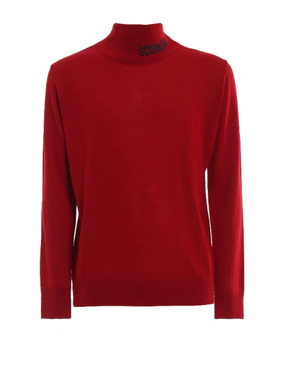 Gcds Red Wool Blend Turtleneck Sweater In Red
