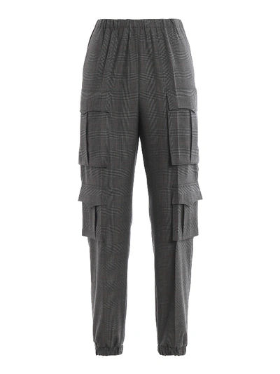 Shop Prada Wool Cargo Trousers In Dark Grey
