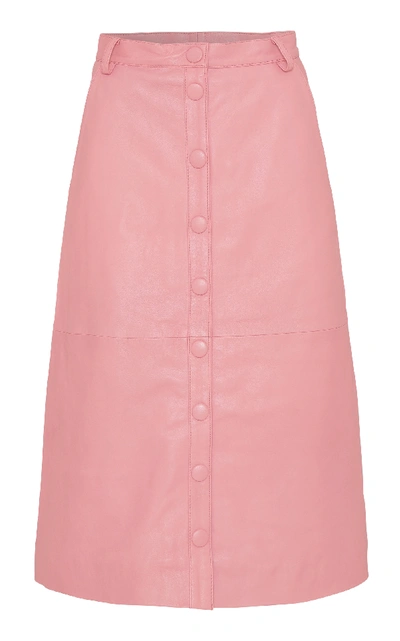 Shop Remain Bellis Leather Skirt In Pink