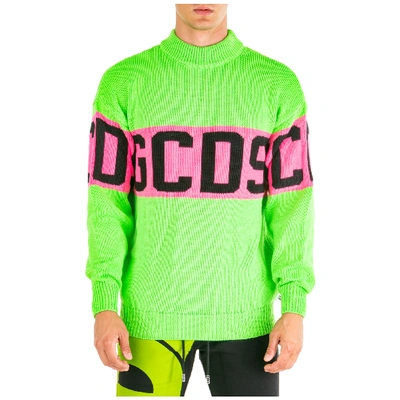 Shop Gcds Men's Crew Neck Neckline Jumper Sweater Pullover In Green