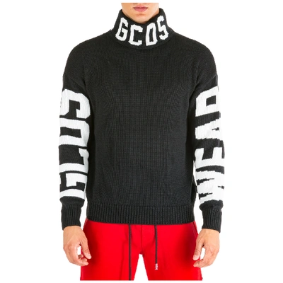 Shop Gcds Men's Polo Neck Turtleneck Jumper Sweater In Black