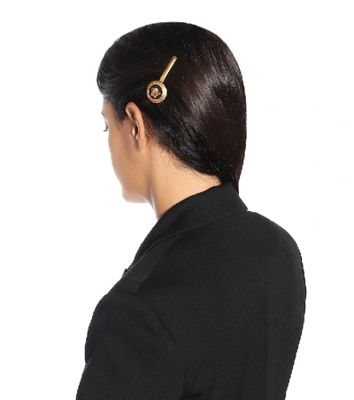 Shop Versace Medusa Hair Clip In Gold