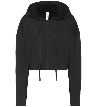 Shop Alo Yoga Edge Cotton-blend Hoodie In Black