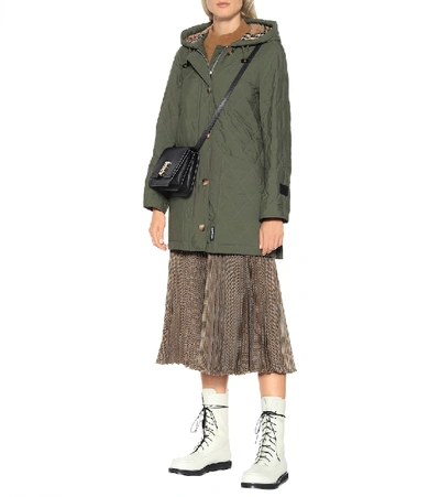 Shop Burberry Hooded Parka In Green