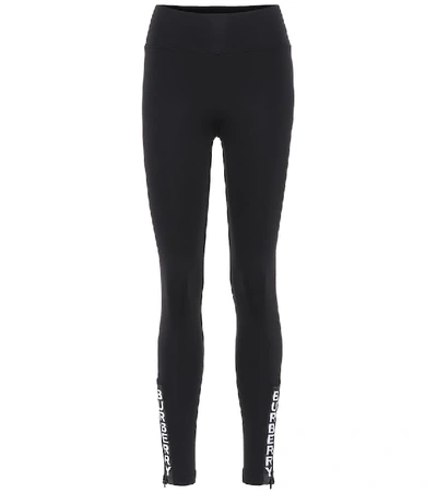 Shop Burberry Printed Stretch Leggings In Black