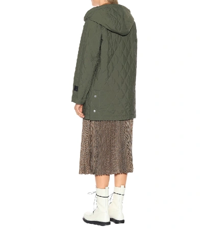 Shop Burberry Hooded Parka In Green