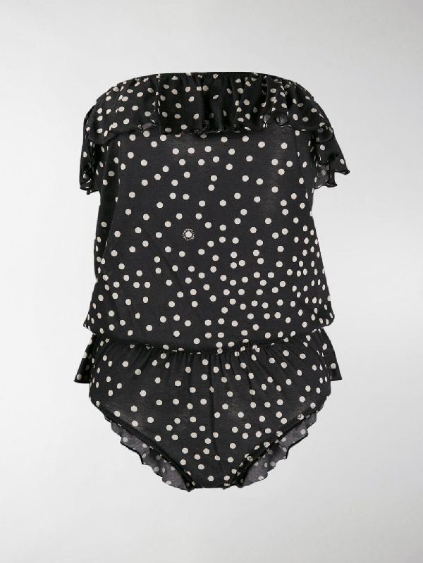 black and white polka dot playsuit