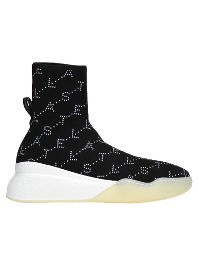 Shop Stella Mccartney Logoed Sock Sneakers In Black