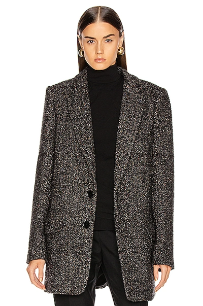 Shop Tibi Multi Color Tweed Long Blazer In Black Multi