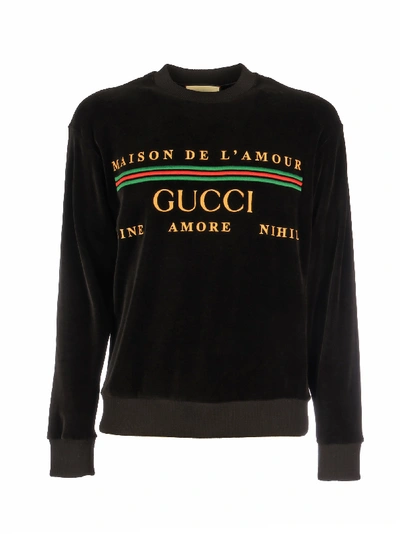 Shop Gucci Chenille Round Neck In Black Multi