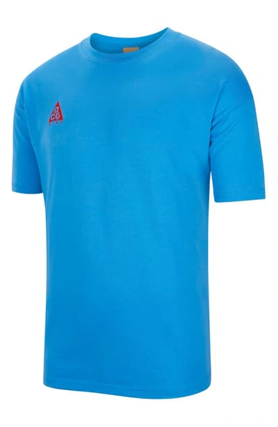 Shop Nike Logo T-shirt In Light Photo Blue/ Habanero Red
