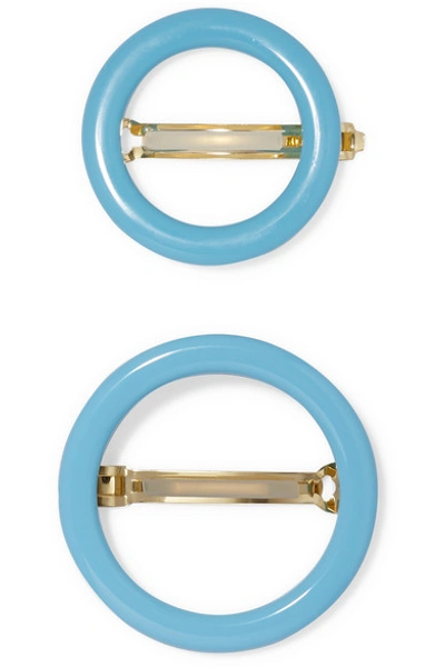 Shop Cult Gaia Ria Set Of Two Acrylic Hair Clips In Blue