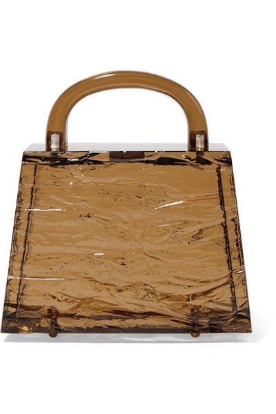 Shop L'afshar Eva Textured-acrylic Tote In Brown