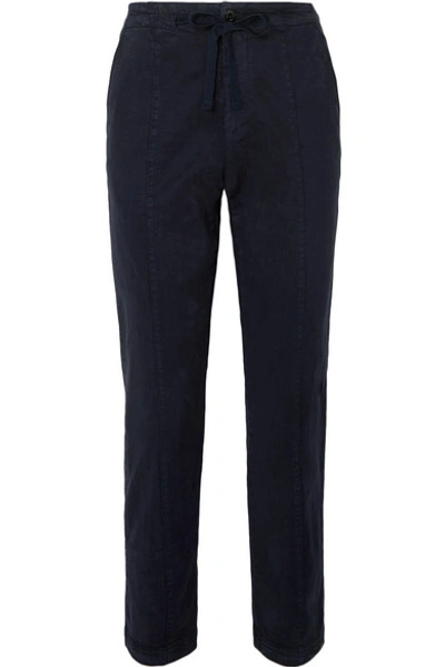 Shop Alex Mill Stretch-tencel And Cotton-blend Twill Slim-leg Pants In Navy