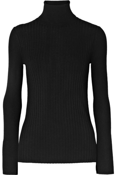Shop Alex Mill Ribbed Wool-blend Turtleneck Sweater In Black