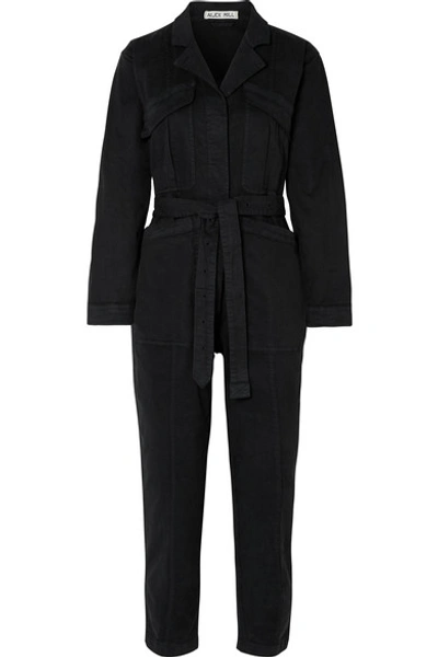 Shop Alex Mill Expedition Belted Stretch Tencel And Cotton-blend Twill Jumpsuit In Black