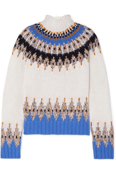 Shop Stine Goya Justin Fair Isle Wool-blend Turtleneck Sweater In Ivory