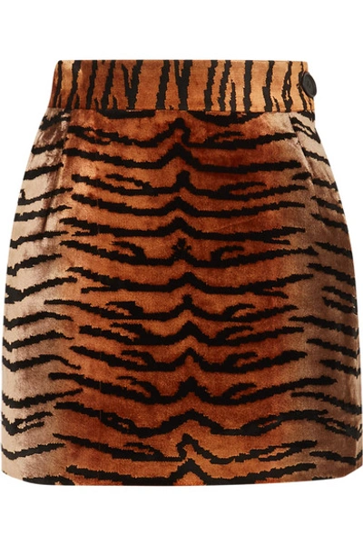 Shop Attico Velvet-jacquard Mini Skirt In Brown