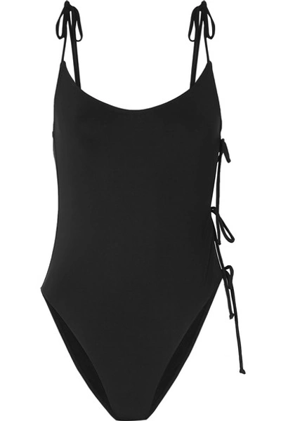 Shop Ack Tintarella Tie-detailed Swimsuit In Bl