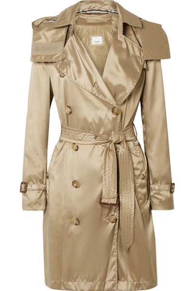 Shop Burberry The Kensington Hooded Econyl Trench Coat In Beige