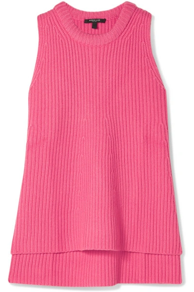 Shop Derek Lam Ribbed Cashmere Top In Pink