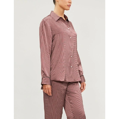 Shop Asceno Polka Dot-print Silk-satin Pyjama Top In Rust Dotted Line