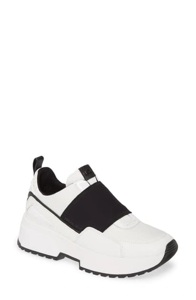 Shop Michael Michael Kors Cosmo Sneaker In White/ Black Multi