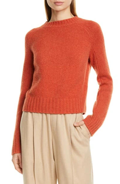 Shop Vince Shrunken Mock Neck Cashmere Sweater In Heather Blood Orange