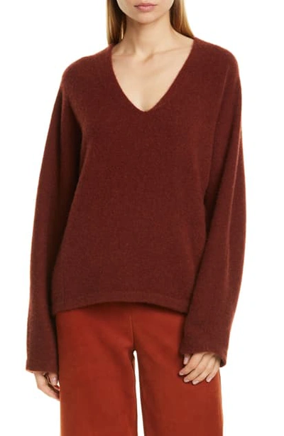 Shop Vince V-neck Dolman Sleeve Cashmere Sweater In Cherry Mahogany