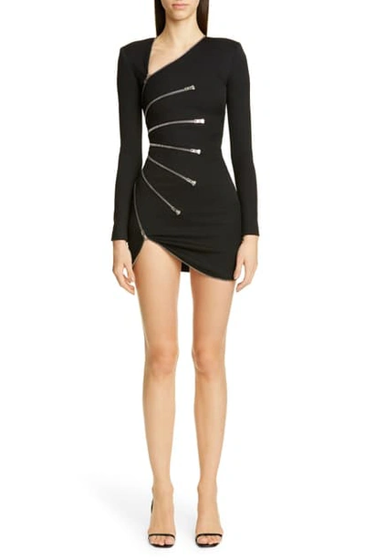 Shop Alexander Wang Sunburst Zipper Long Sleeve Minidress In Black
