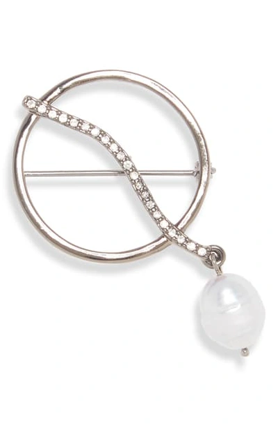 Shop Vince Camuto Freshwater Pearl Pin In Hematite