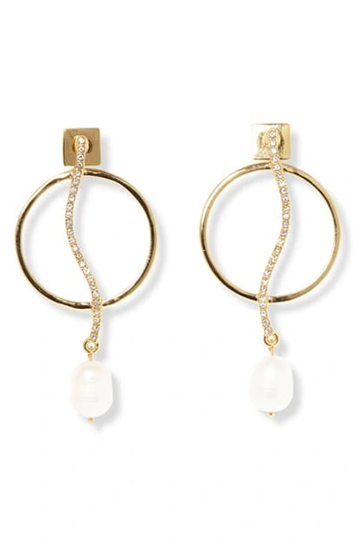 Shop Vince Camuto Pearl Drop Frontal Hoop Earrings In Gold