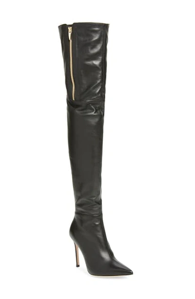 Shop Gianvito Rossi Pointed Toe Over The Knee Boot In Black