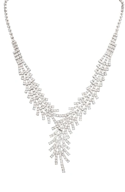 Shop Nina Crystal Y-necklace In Rhodium/ White Cz