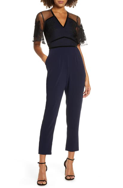 navy overlay jumpsuit