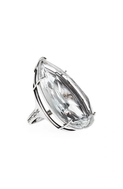 Shop Alexander Mcqueen Teardrop Crystal Ring In Silver