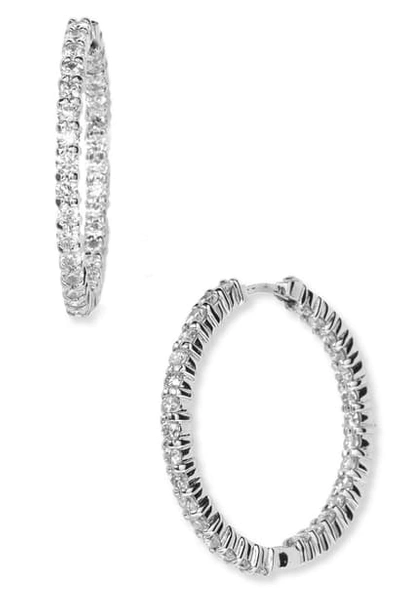 Shop Roberto Coin Inside Out Diamond Hoop Earrings In White Gold