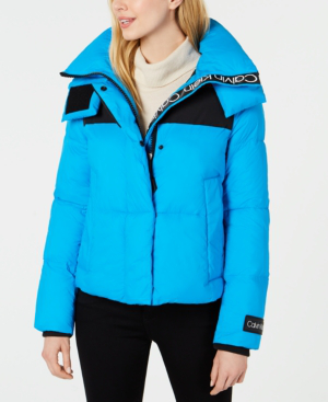 calvin klein blue puffer jacket