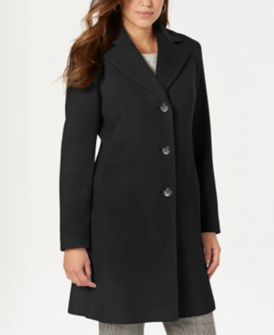 Shop Calvin Klein Womens Single-breasted Wool Blend Coat In Black